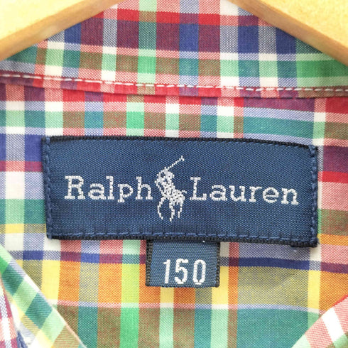 ラルフローレン RALPH LAUREN ポニー刺繍 マドラスチェックボタンダウンシャツ レディース 150