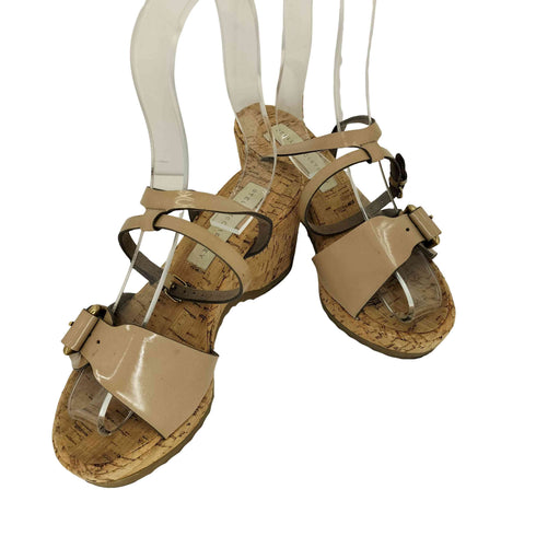 ステラマッカートニー STELLA McCARTNEY スペイン製 コルク パテントレザー ウェッジソールサンダル レディース