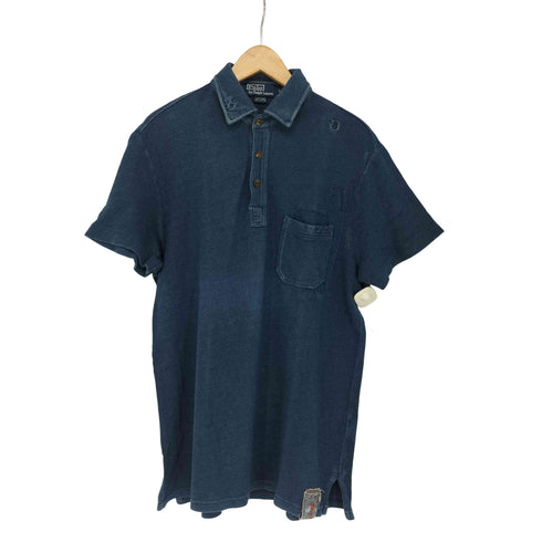 ポロバイラルフローレン Polo by RALPH LAUREN インディゴ染め USED加工ポロシャツ レディース import:L