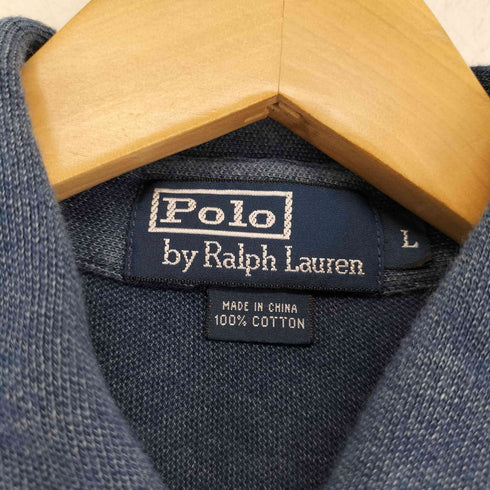 ポロバイラルフローレン Polo by RALPH LAUREN インディゴ染め USED加工ポロシャツ レディース import:L