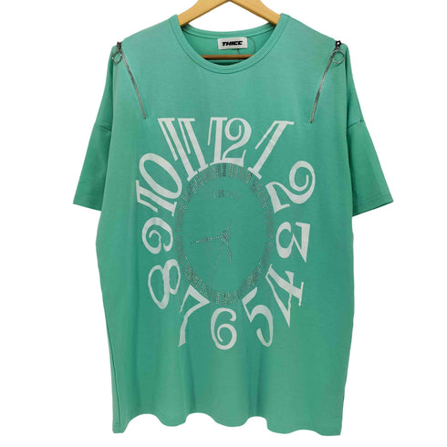 チック THICC 時計デザイン ジップ Tシャツ レディース FREE