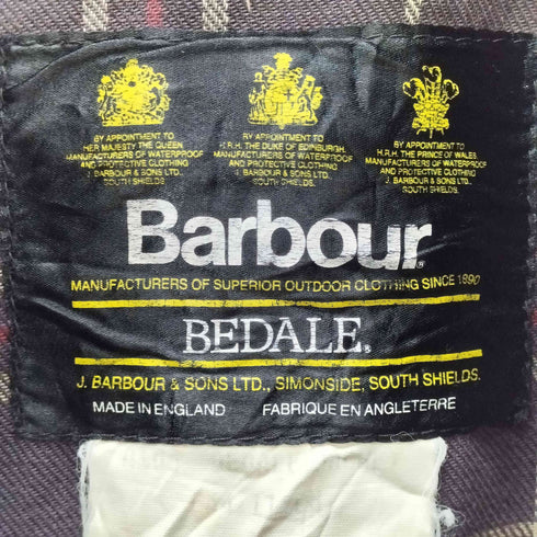 バブアー Barbour 90S 3ワラント MADE IN ENGLAND 英国製 BEDALE ビデイル オイルド ジャケット 93年製 メンズ C44/112CM