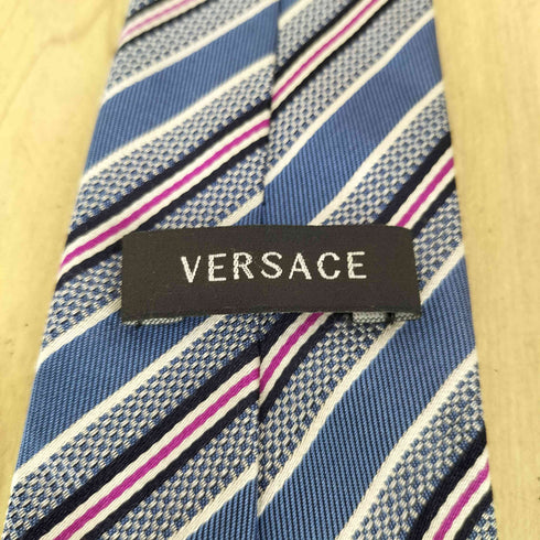 ヴェルサーチ VERSACE イタリア製 ストライプシルクネクタイ メンズ