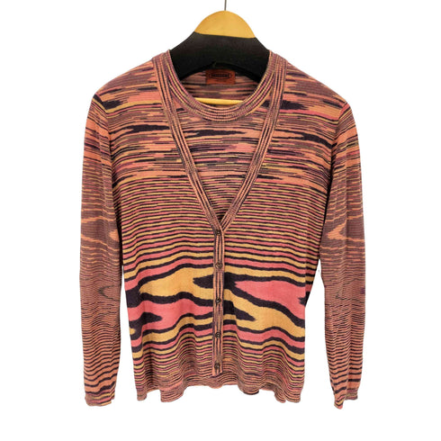 ミッソーニ MISSONI ストライプ 半袖ニット カーディガン アンサンブル レディース