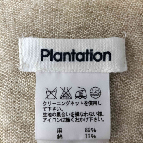 プランテーション Plantation リネン混 ドット柄 Vネック カットソー レディース JPN:M