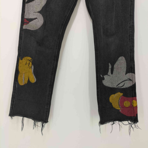 デシグアル Desigual キャラクターペイント クロップド ストレートジーンズ レディース US:28-29