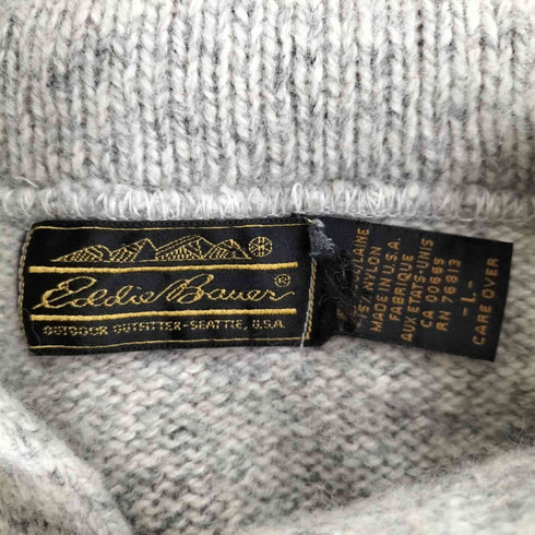 エディーバウアー Eddie Bauer 80-90S USA製 黒タグ ウールナイロン ショールカラーニット メンズ import:L