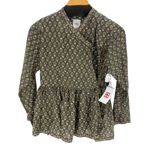 Maison de soil Flower block print gathered cache coeur blouse レディース 2