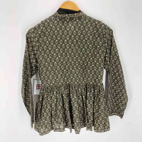 Maison de soil Flower block print gathered cache coeur blouse レディース 2