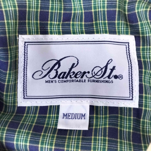 Baker St. 裏地チェック コットン リネン ステンカラーコート メンズ M