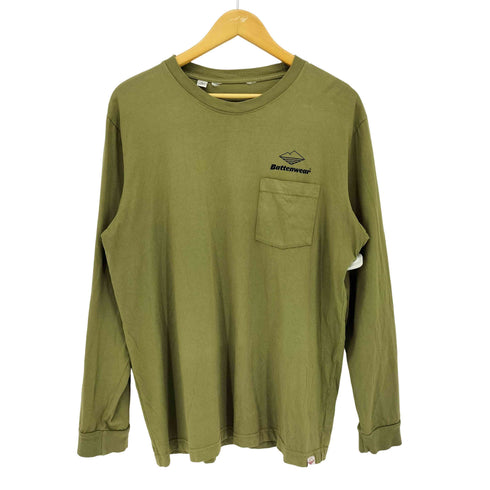 バテンウエア Battenwear USA製 プリント 胸ポケット クルーネック コットン L/S シャツ メンズ import:L