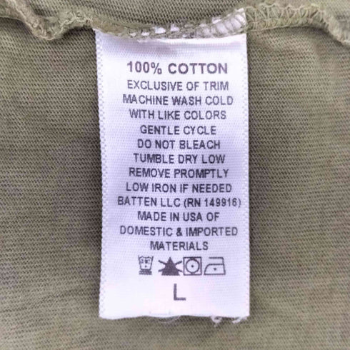 バテンウエア Battenwear USA製 プリント 胸ポケット クルーネック コットン L/S シャツ メンズ import:L