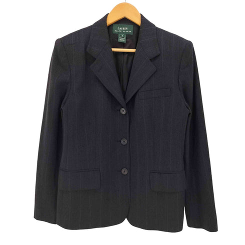 ローレンラルフローレン LAUREN RALPH LAUREN USA製 ウール ストライプ テーラードジャケット レディース US:6