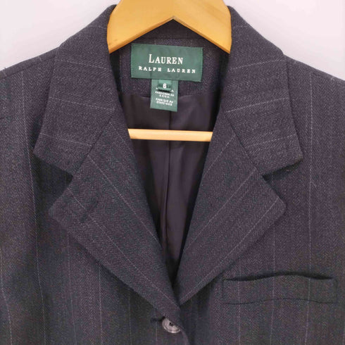 ローレンラルフローレン LAUREN RALPH LAUREN USA製 ウール ストライプ テーラードジャケット レディース US:6