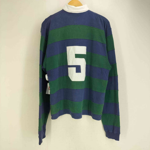 ポロバイラルフローレン Polo by RALPH LAUREN 90S ナンバリング ロゴ プリント ワッペン ボーダー コットン ラガー シャツ メンズ import:S