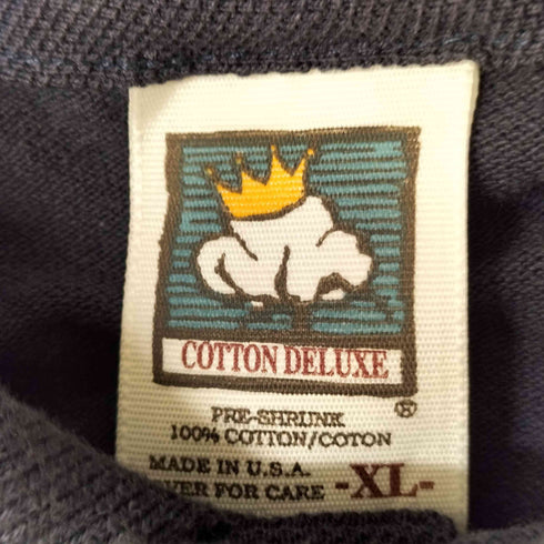 コットンデラックス COTTON DELUXE USA製 刺繍ロゴ S/S 鹿の子ポロシャツ メンズ import:XL