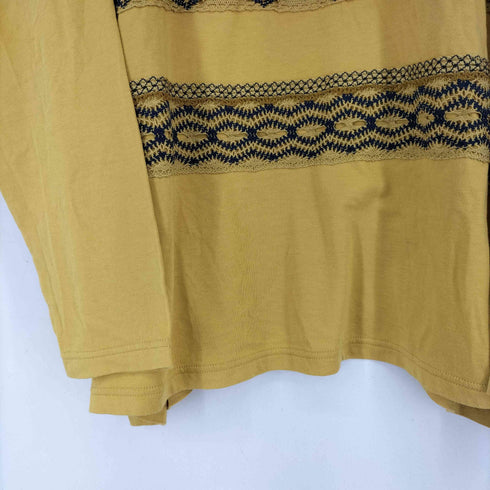 プランテーション Plantation トーションレースドッキング フリンジ刺繍総柄 カットソー レディース JPN:2