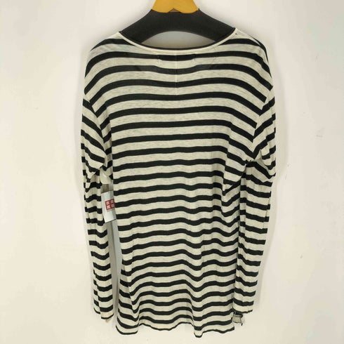 ヨウジヤマモト Yohji Yamamoto 20SS 天竺ボーダー Uネック長袖Tee メンズ 3