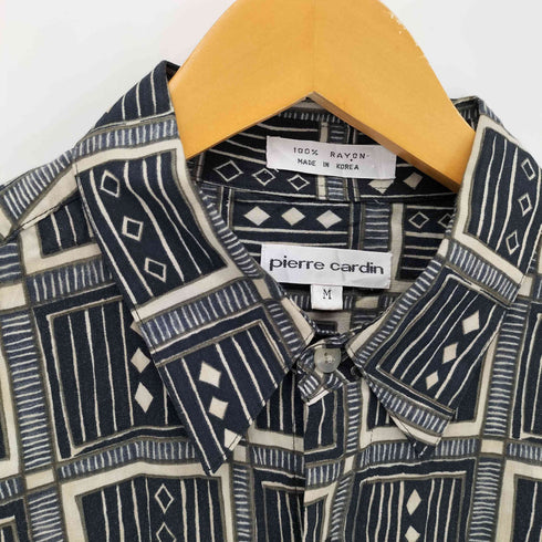 ピエールカルダン pierre cardin 総柄 S/S レーヨンシャツ メンズ M