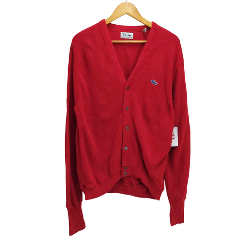 アイゾッドラコステ IZOD LACOSTE 70S 糸巻きタグ ロゴ 刺繍 青ワニ カーディガン メンズ import:L