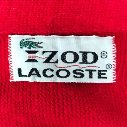 アイゾッドラコステ IZOD LACOSTE 70S 糸巻きタグ ロゴ 刺繍 青ワニ カーディガン メンズ import:L