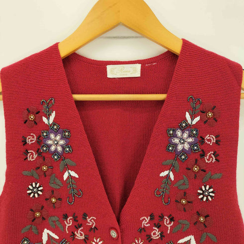 ビーズ刺繍 ウールニットベスト レディース