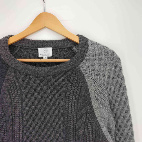ビューティーアンドユースユナイテッドアローズ BEAUTY & YOUTH UNITED ARROWS アルパカ混 ケーブル編み クルーネックニット メンズ import:S