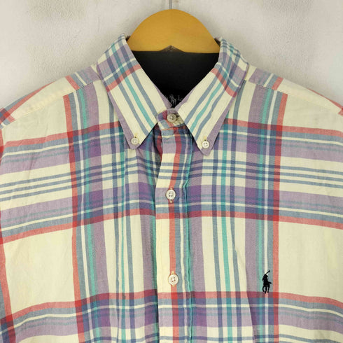 ラルフローレン RALPH LAUREN 90s BLAIRE スモールポニー刺繍 チェック ボタンダウン S/S シャツ メンズ import:L