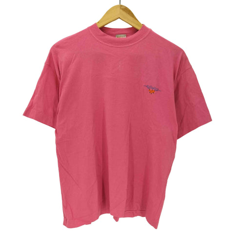 STEFANEL 80-90S MADE IN ITALY イタリア製 刺繍 S/S Tシャツ 短丈 ボックス 裾袖シングル メンズ import:S