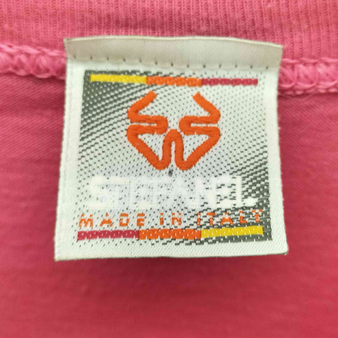 STEFANEL 80-90S MADE IN ITALY イタリア製 刺繍 S/S Tシャツ 短丈 ボックス 裾袖シングル メンズ import:S