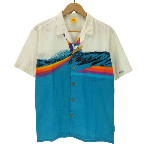 SUNDEK 90-2000S 総柄 サーフ 開襟 オープンカラー S/S アロハ シャツ メンズ import:M