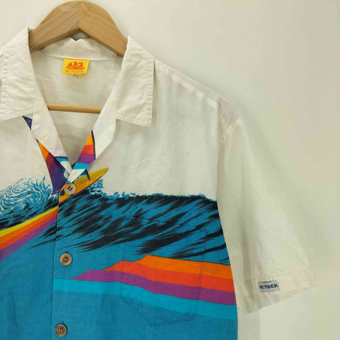 SUNDEK 90-2000S 総柄 サーフ 開襟 オープンカラー S/S アロハ シャツ メンズ import:M