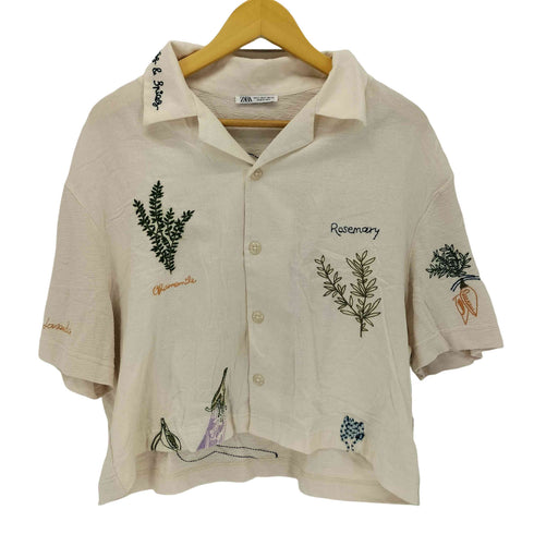 ザラ ZARA 刺繍デザインオープンカラーシャツ レディース import:M
