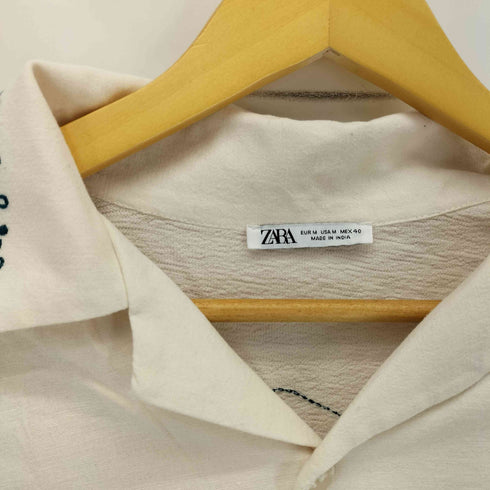 ザラ ZARA 刺繍デザインオープンカラーシャツ レディース import:M