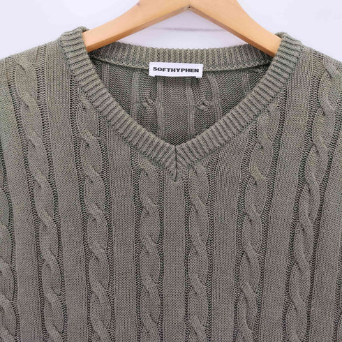 SOFTHYPHEN LINEN CABLE KNIT VEST レディース 03