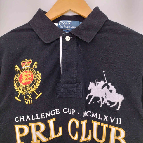 ポロバイラルフローレン Polo by RALPH LAUREN PRL CLUB エンブレム ポニー刺繍 背面ナンバリング3 半袖ポロシャツ メンズ import:M
