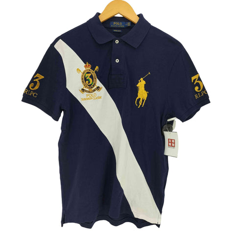 ポロラルフローレン POLO RALPH LAUREN CUSTOM SLIM FIT ゴールド ビッグポニー刺繍 袖ナンバリング3 半袖ポロシャツ メンズ import:M