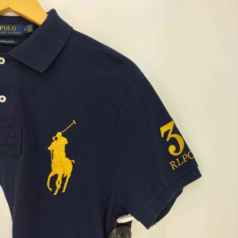 ポロラルフローレン POLO RALPH LAUREN CUSTOM SLIM FIT ゴールド ビッグポニー刺繍 袖ナンバリング3 半袖ポロシャツ メンズ import:M