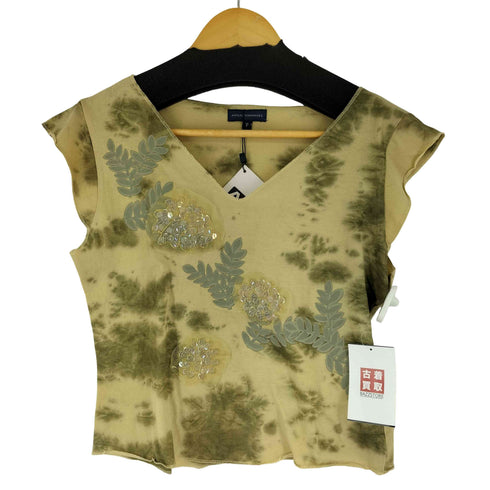 アドルフォドミンゲス ADOLFO DOMINGUEZ ラインストーン加工 S/S Vネックカットソー レディース P