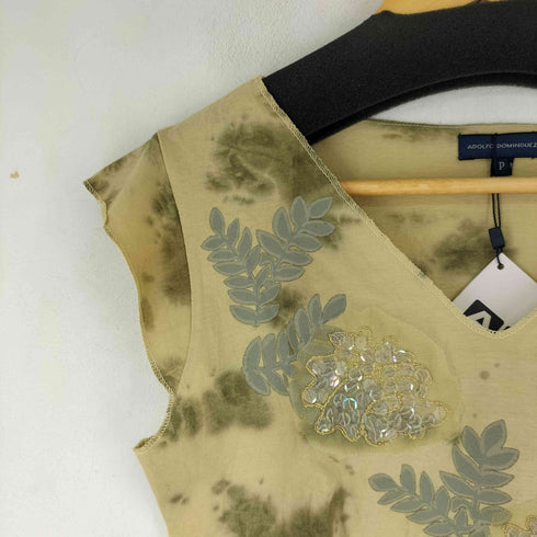 アドルフォドミンゲス ADOLFO DOMINGUEZ ラインストーン加工 S/S Vネックカットソー レディース P