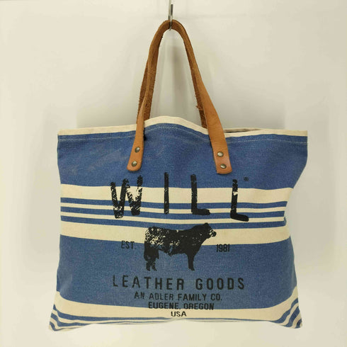WILL LEATHER GOODS USA製 トートバッグ レザーハンドル ボーダー キャンバス メンズ