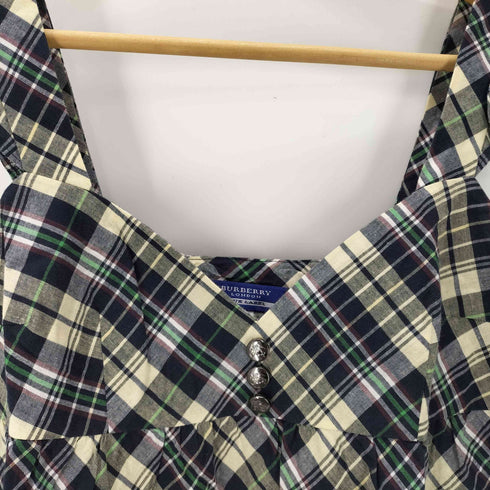 バーバリーブルーレーベル BURBERRY BLUE LABEL 裾ホースロゴ 刺繍 チェック キャミ ミニ ワンピース レディース 36