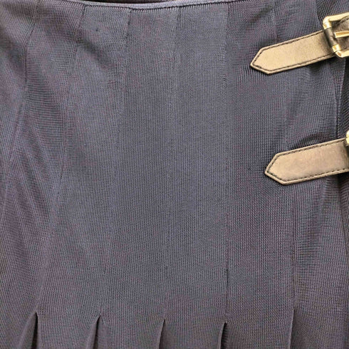 ラルフローレン RALPH LAUREN ダブルベルト ナイロン混 レーヨン タック ミディ丈 スカート レディース JPN:M