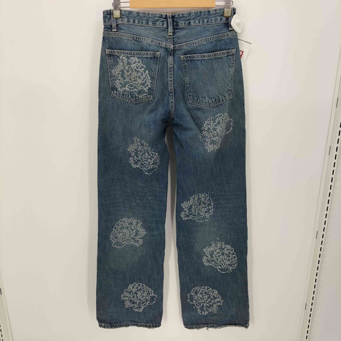 ザラ ZARA ラインストーン付き ウオッシュ加工 ストレートデニム パンツ メンズ