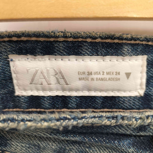 ザラ ZARA ラインストーン付き ウオッシュ加工 ストレートデニム パンツ メンズ