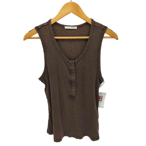 ザラ ZARA ダメージ加工 フェード ヘンリーネック タンクトップ レディース import:M