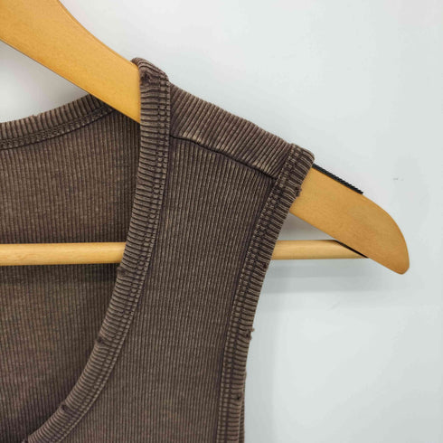 ザラ ZARA ダメージ加工 フェード ヘンリーネック タンクトップ レディース import:M