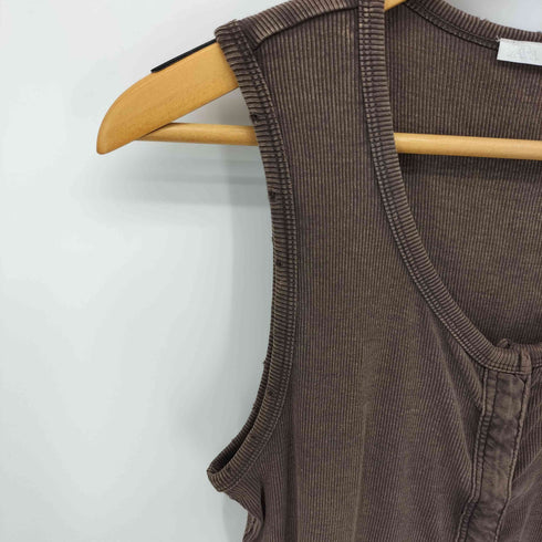 ザラ ZARA ダメージ加工 フェード ヘンリーネック タンクトップ レディース import:M
