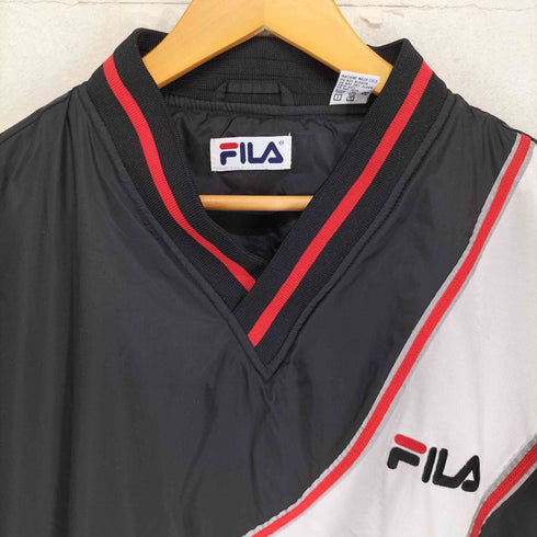 フィラ FILA 90s Vネック ロゴ 刺繍 ナイロン ピステ メンズ import:XL