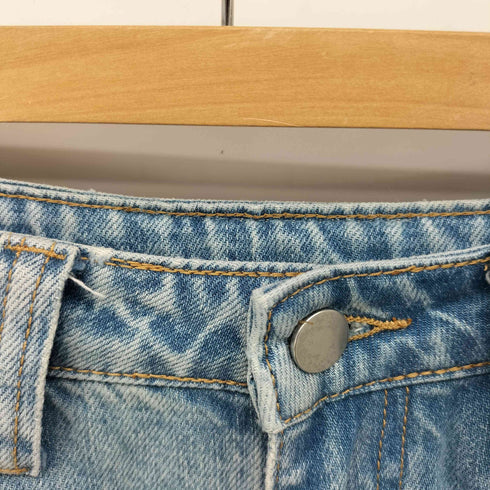 ESICA ヒョウ柄パッチ ウオッシュ加工 バギーデニム パンツ レディース FREE